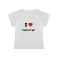 I ♥ basic art girl Raglan Sleeve Crop Top (Grey, White)