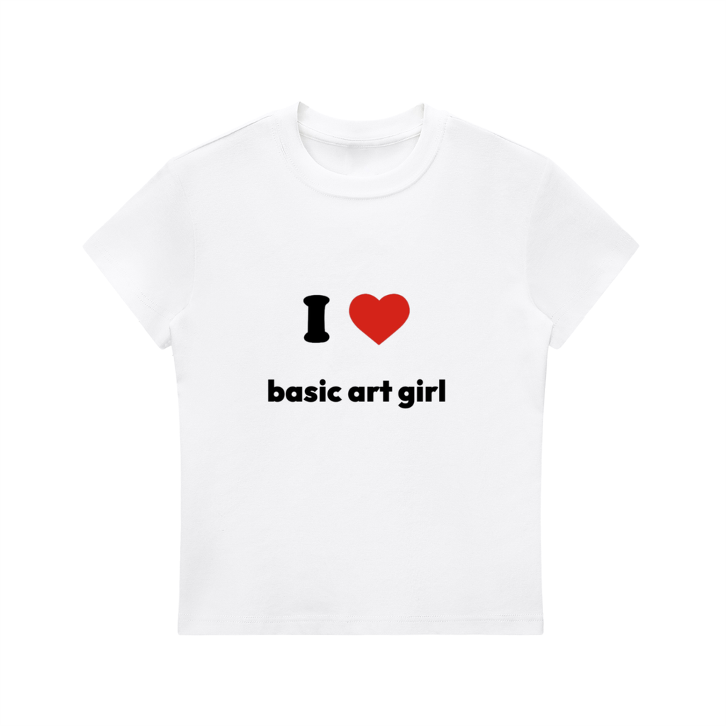 I ♥ basic art girl Bodycon Crewneck T-Shirt (White, Pink, Blue, Yellow)