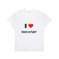 I ♥ basic art girl Bodycon Crewneck T-Shirt (White, Pink, Blue, Yellow)