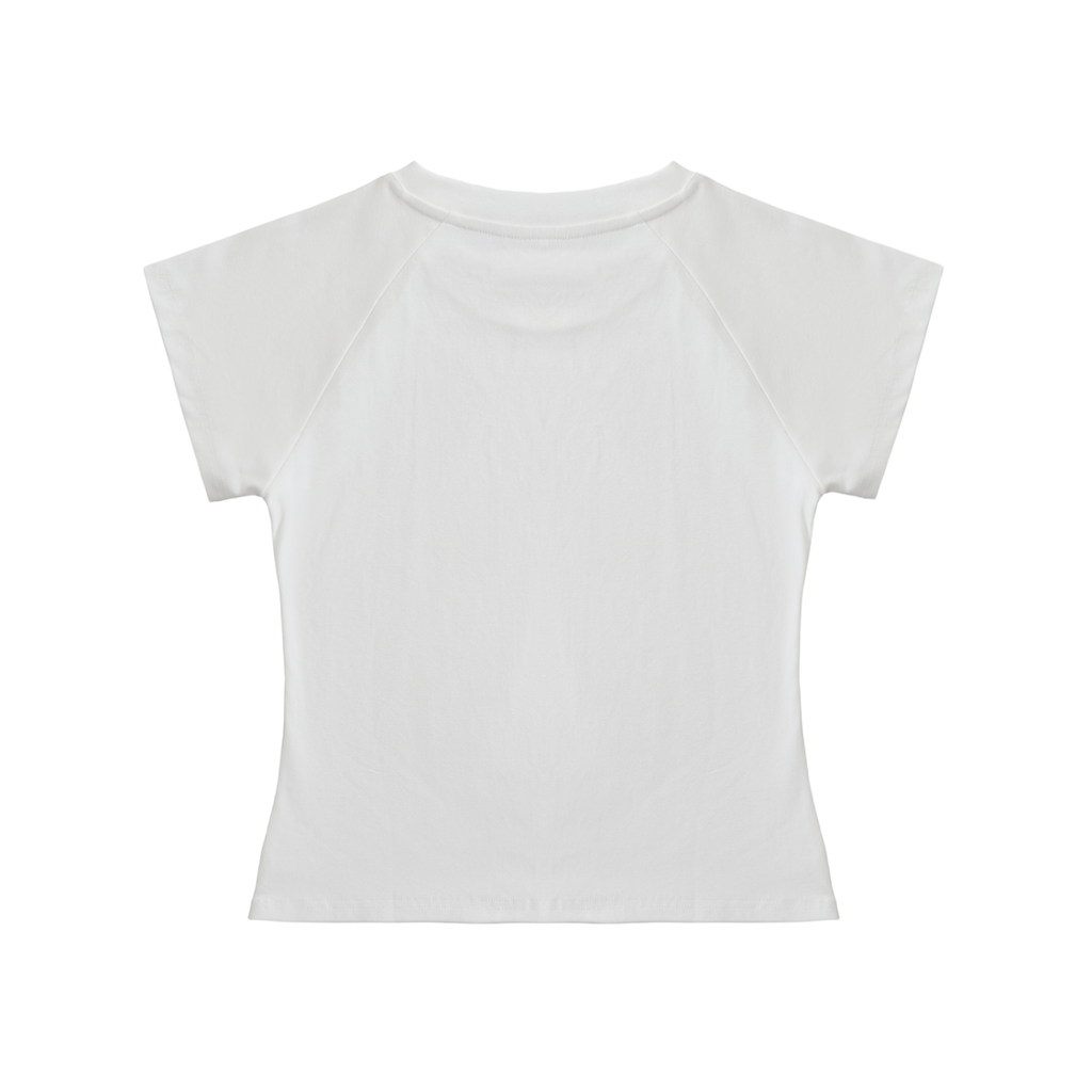 I ♥ basic art girl Raglan Sleeve Crop Top (Grey, White)