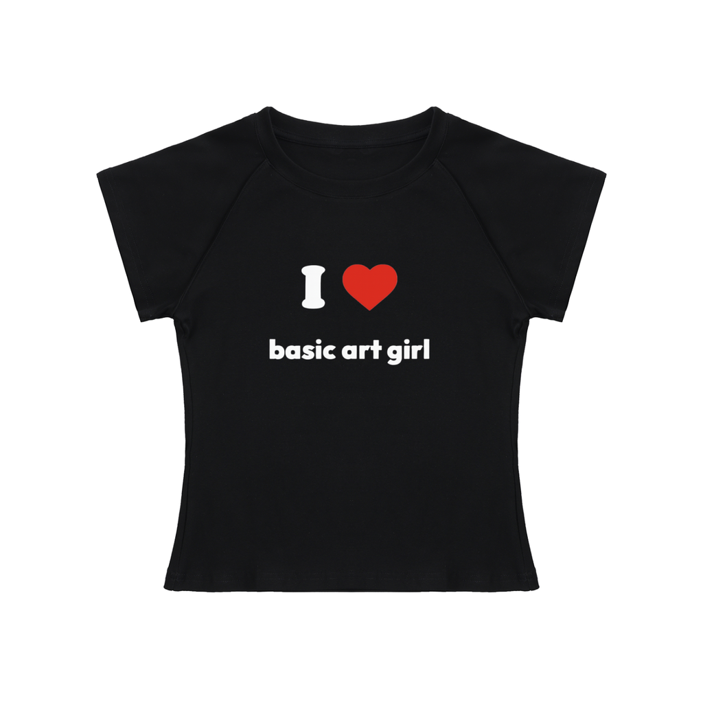I ♥ basic art girl Black Raglan Sleeve Crop Top