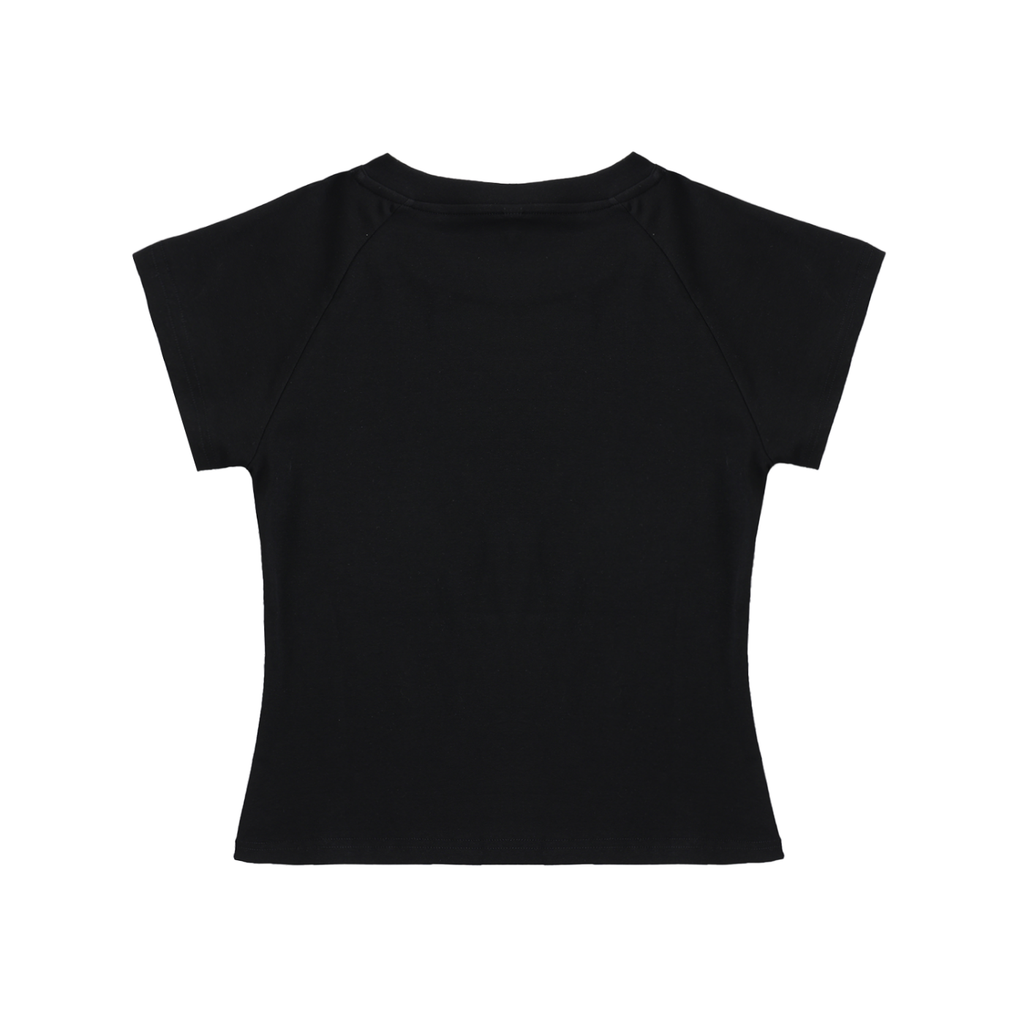 I ♥ basic art girl Black Raglan Sleeve Crop Top